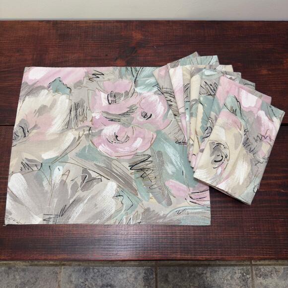 VINTAGE Floral Table Setting Cloth Napkins Set of 8 - Picture 1 of 2